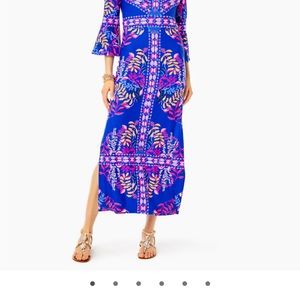 Lilly Pulitzer Pomona Maxi Dress XXS Absolute Purrfection Engineered Knit Print